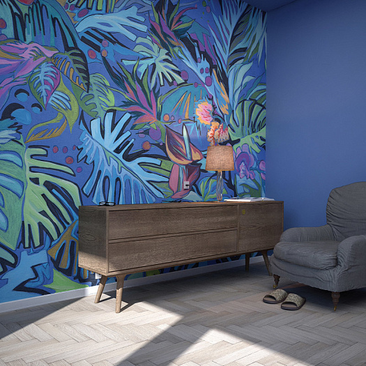 Фотообои в интерьере артикул JUNGLE, FLOWERS, Factura